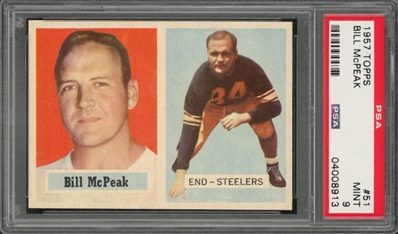 1957 Topps Football #51 Bill McPeak – PSA MINT 9